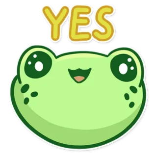 💪 YES лягушка, да, мультик, милый, животное, наклейка, позитивный telegram sticker