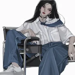 😁 cô gái, phong cách anime, hình minh họa, thời trang, phụ nữ, nghệ thuật kỹ thuật số, thiếu niên telegram sticker