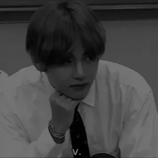 🌟 V V. man, portrait, black and white, person, kpop, idol telegram sticker