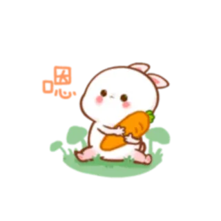 👌 可
爱 królik, marchewka, słodki, kawaii, królik, kreskówka whatsapp sticker