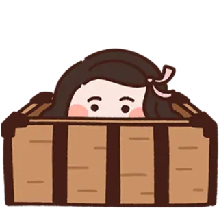 👀 ragazza, scatola, carino, sbirciare, cartone animato, nascosto telegram sticker