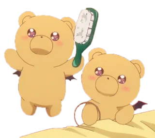 🧸 beruang, imut, binatang, kartun, sikat gigi, kawaii whatsapp sticker