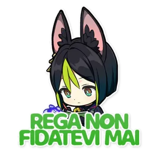 😤 REGA NON FIDATEVI MAI sticker, italienisch, warnung, hundsohren, anime-stil telegram sticker