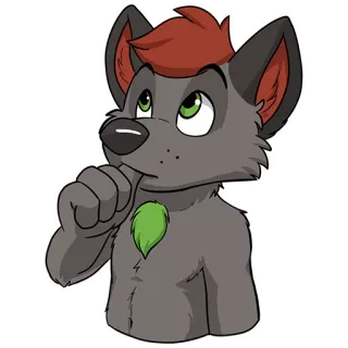 🍼 furry, anthro, wolf, cartoon, animal, cute, character, green leaf telegram sticker