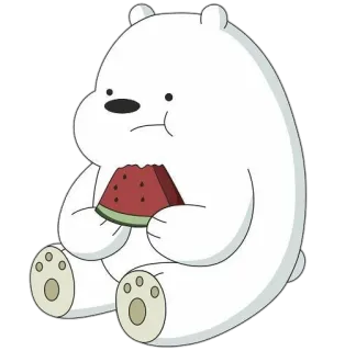 🍉 Ice Bear We Bare Bears ice bear, bear, cartoon, watermelon, cute telegram sticker
