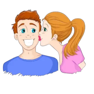 😘 bacio, cartoni animati, coppia, romance, amore, amicizia whatsapp sticker