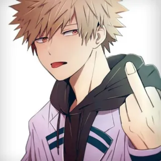 🖕 Bakugo My Hero Academia Anime, Manga, Kartun, Karakter, Jari tengah, Ofensif, Pahlawan telegram sticker