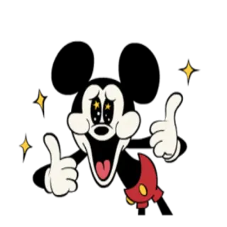 👍 Mickey Mouse 만화, 애니메이션, 엄지 척, 긍정적, 행복한, 미키 마우스 telegram sticker