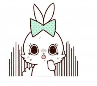 😱 coelho, fofo, desenho animado, laço, animal, kawaii telegram sticker