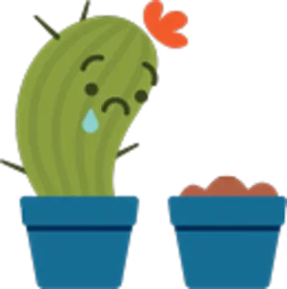 😩 cactus, triste, pianta, piangendo, vaso di fiori, emoji telegram sticker