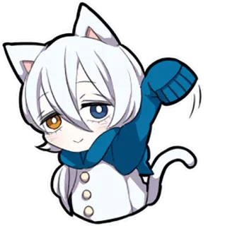🙋 Kot anime, Chibi, Urocze, Manga, Kreskówka, Kawaii, Naklejka telegram sticker