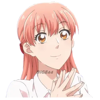 🥺 DIGE44 애니메이션, 소녀, 분홍 머리, 미소, 인물 사진 telegram sticker