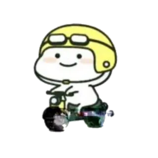 🪐 cartone animato, motocicletta, casco, kawaii telegram sticker
