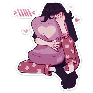 🥰 девушка, подушка, розовый, пижама, милый, аниме telegram sticker