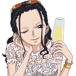 🍷 Nico Robin One Piece nico robin, one piece, anime, woman, champagne, party telegram sticker