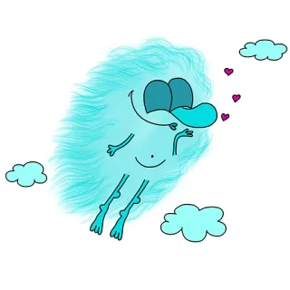😘 Hoạt hình, Dễ thương, Xù, Mây, Trái tim, Kỳ quặc, Nhân vật whatsapp sticker