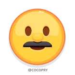 😐 絵文字, 口ひげ, 顔, 黄色, 表情, 笑顔 whatsapp sticker