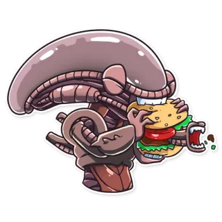 🍔 Xenomorph Alien Xénomorphe, Alien, Monstre, Créature, Science-fiction, Burger, Espace whatsapp sticker