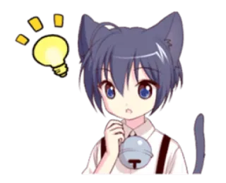 💡 Anime, Gadis kucing, Imut, Bola lampu, Ide telegram sticker
