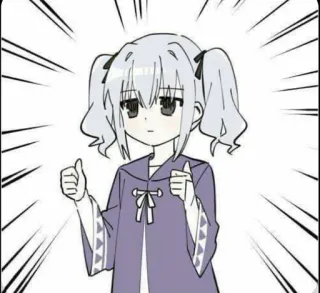 🗿 Anime, Dziewczyna, Kciuk w górę, Pozytywny, Słodki, Kreskówka, Rysunek telegram sticker