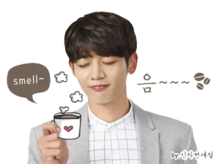 ☕️ smell~ café, bebida, coração, desenho animado telegram sticker