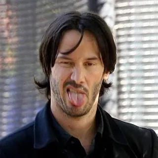 😜 Keanu Reeves Schauspieler, Promi, Mann, Gesicht, Ausdruck, Zunge telegram sticker