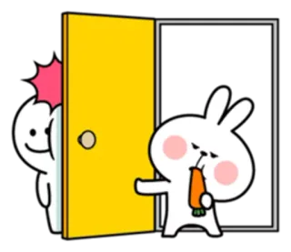 🚪 konijn, schattig, cartoon, deur, wortel, piepend telegram sticker
