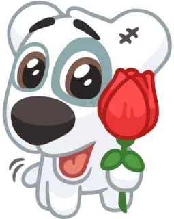 🌹 ours, fleur, mignon, dessin animé, rose, animal whatsapp sticker