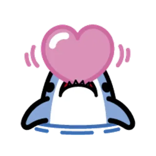 🐯 Squalo, Cuore, Carino, Animale, Rosa, Bolla whatsapp sticker