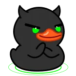 😈 pato, diabo, fofo, desenho animado, animal, preto telegram sticker