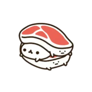 🍥 mięso, kot, kanapka, słodki, śmieszne, jedzenie, zwierzę telegram sticker