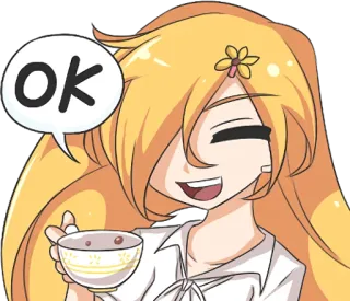 👌 OK Anime, Ragazza, Ok, Tè, Amichevole, Positivo whatsapp sticker