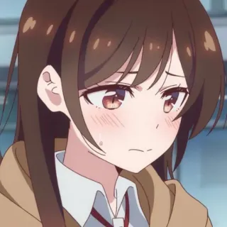 🍓 Chizuru Mizuhara Rent-A-Girlfriend anime, Chizuru Mizuhara, Rent-a-Girlfriend, triste, fofo, desenho animado telegram sticker