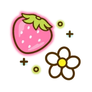 🌸 morango, flor, fofo, adesivo, rosa, verde, doce telegram sticker