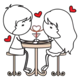 🍔 pasangan, cinta, hati, kartun, romansa, gambar batang, hubungan whatsapp sticker