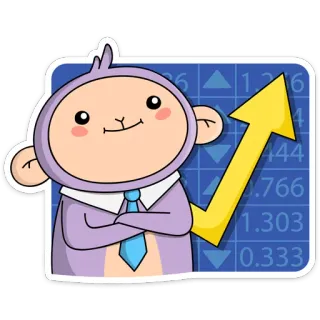 📈 monyet, pasar saham, keuangan, bisnis, panah, tren naik, investasi whatsapp sticker