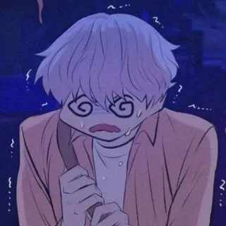 🐚 Anime, Dibujos animados, Mareado, Expresión, Personaje telegram sticker