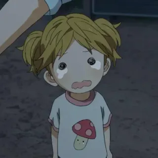 😢 crying, mushroom, anime, child, sad, tears telegram sticker