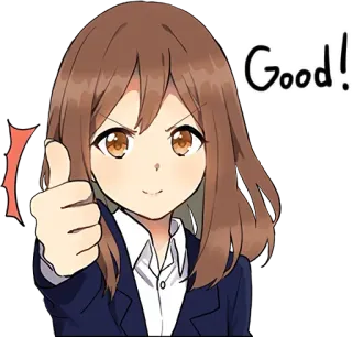 👍 Good! Kciuk w górę, Dziewczyna anime, Pozytywny, Dobry, Akceptacja, Słodki telegram sticker