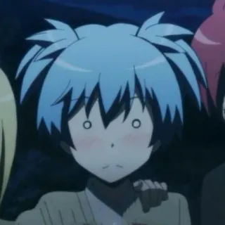 🌀 Nagisa Shiota Assassination Classroom anime, chocado, cabelo azul, personagem, mangá whatsapp sticker