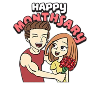 💐 HAPPY MONTHSARY mesiversario, amor, pareja, aniversario, romance, dibujos animados telegram sticker