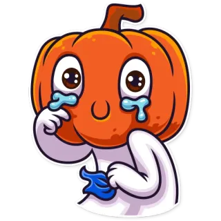 ☺️ bí ngô, buồn, khóc, Halloween, cảm xúc, nhãn dán, hoạt hình telegram sticker