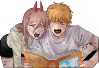 Denji Chainsaw man @Anak_kucing_stiker whatsapp stickers