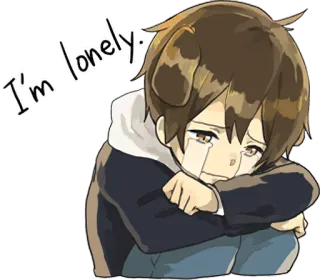 😭 I'm lonely. sedih, kesepian, anime, menangis, emosional, anak laki-laki telegram sticker