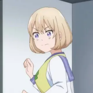 💛 animé, fille, dessin animé, personnage, cheveux blonds, yeux violets telegram sticker