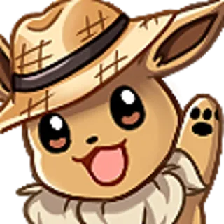 👋 Eevee Pokemon Eevee, Pokémon, animal, sombrero, dibujos animados, lindo telegram sticker