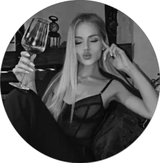 ☁️ femme, verre, vin, portrait, noir et blanc, intérieur telegram sticker