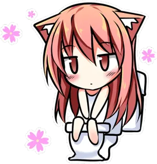 🚽 Anime, Kawaii, Catgirl, Inodoro, Rosa, Lindo, Manga whatsapp sticker
