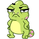 🤨 Chamäleon, Cartoon, Tier, Aufkleber, Grün telegram sticker