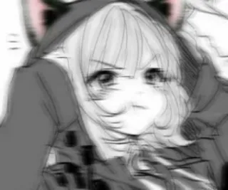 🖤 Аниме девушка, Кошачьи ушки, Манга, Стикер, Мультфильм telegram sticker